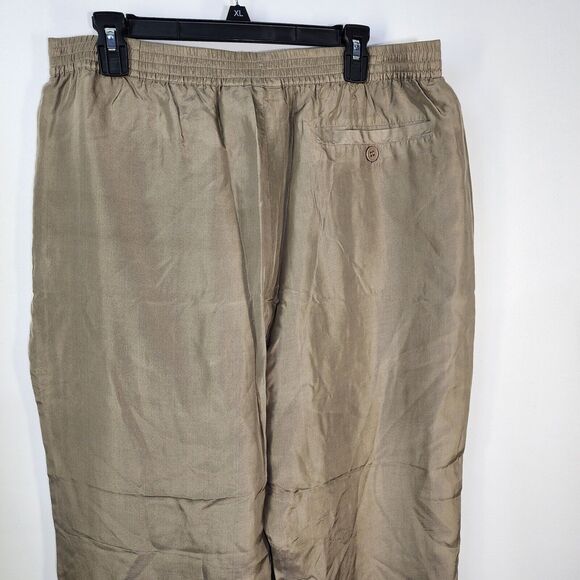 Personal Choice Womens Pants Size Large Tan 100% Silk Pull On Drawstring Lined - Picture 5 of 8